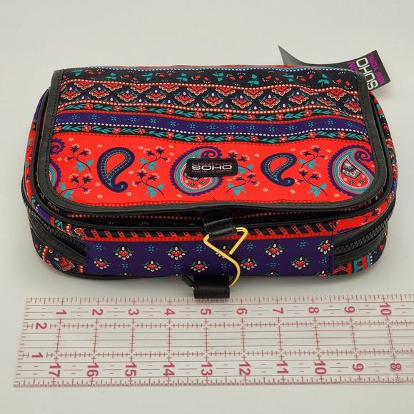 Soho Beauty Paisley Red Purple Hanging Makeup Bag - Picture 13 of 15